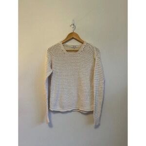 Madewell Cream White Open Stitch Crochet Knit Long Sleeve Sweater | Size XS